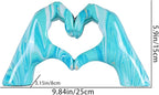 Navy blue hand heart decoration, heart hand statue, love finger sculpture wedding decoration, suitable for bookshelf coffee table office bedroom TV cabinet bookshelf small ornaments home decoration.