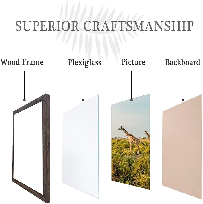 11x15 Picture Frame Set of 3,Wooden Frame 15x11 Wall Gallery Poster Photo frame walnut with Durable Shatter Resistant Plexiglass for Wall Mounting Family -friend- wedding best gift