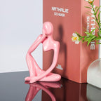 BMLCGJ Thinker Statue Gold Decor Abstract Art Sculpture, Golden Resin Collectible Figurines for Home Living Room Office Shelf Decoration,Great Gifts Ideas (Pink)