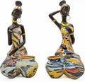 African Statues Art Sculptures Women Figure Girls Tribal Lady Figurine Black Women Home Decor Collectible Creative Vintage Gift Crafts (Yellow Dress)