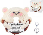 Funny Positive Crochet Donut,Emotional Support Donuts Themed Gift,cute Stuffed Animals Plush,Birthday Gifts for Women,friends (White Donut)