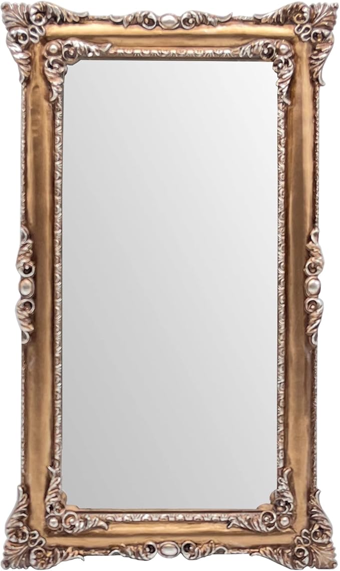 Vintage Mirror 8x14 Inch, Antique Ornate Decorative Mirror for Desk & Wall, Small Vanity Mirror for Makeup Wall Decor, Bronze