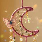 Artilady Dream Catcher for Girls - Purple Butterfly Small Moon Dream Catchers with Crystals Cute Room Decor for Teen Girls Boys Boho Bedroom Wall Home Decorations Birthday