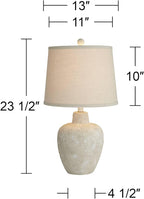 360 Lighting Romeo 23 1/2" High Jar Small Farmhouse Rustic Natural Cottage Coastal Accent Table Lamps Set of 2 Beige Distressed Earth Tone Finish Shade Living Room Bedroom Bedside Nightstand