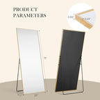 DUMOS 71"x26" Full Length Mirror, Full Body Mirror with Aluminum Alloy Thin Frame, Standing Mirrors with Leaning or Hanging, Suitable for Bedroom, Livingroom, Cloakroom, Gold