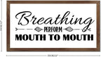 Family Lettering 12x22in Wood Framed Sign with Encouragement Quote Breathing Perform Mouth to Mouth Apricot Frame Wooden Plaque Housewarming Gift for Cottage Office Farmhouse Porch Wall Decor
