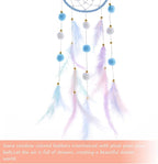 Pretty Jolly Blue Cat Kids Dream Catcher Wall Decor Pompom Feather Baby Dreamcatcher Handmade Children Dream Catcher Home Décor Wall Hanging for Nursery Bedroom Boys Girls Birthday Gift-25.6in