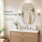 USHOWER Silver Oval Arch Bathroom Mirrors for Over Sink, 24x36 Inch Bathroom Vanity Mirror for Bathroom, Bedroom, Vanity, Entryway, Aluminium Frame, Anti-Rust, Modern Wall Decor