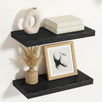 Vivelove Black Floating Shelves 16 Inches Wide, 12" Deep Wall Shelves for Bedroom, Bathroom, Living Room, Kitchen, Office, Rustic Home Decor Shelf with Invisible Brackets, 15.7X12X1.5, Set of 2