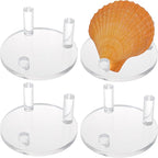 Hipiwe Acrylic Display Easel Rock Display Stand Three-Peg Display Easel Stands for Mineral Crystal Geodes Coral Fossil Small Collectibles Display Stands with Round Base,4 Pack