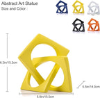 Jax Geometric Yellow Knot Statue Decor, Home Bookcase Centerpiece and Tabletop Sculpture, For Home Decor Accent Cube Ornaments