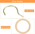 uxcell 4.7 Inch Scarf Ring Hanger, Scarf Organizer Holder Wooden Circle Rings Hanging Hook for Belt Tie Scarf, 15cm Length Hook (Gold)