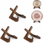 ANBOXIT Bowl Stands for Display, 3 Pack 3.5 Inch Plate Holder, Wooden Easel Frame Holder, Display Stand for Large Deep Platters and Dishes, 3.5" H x 4.8" W x 4" D (For Bowls under 2.5" in Depth)