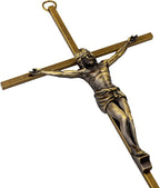 KUXBET Crucifix Wall Cross, Metal Vintage Wall Hanging Cross,10inch Antique Brass Jesus Crucifix Home Décor