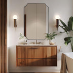 ANDY STAR Brushed Bronze Scalloped Mirror, 26"x38" Bathroom Vanity Mirror, Antique Scalloped Mirror in Premium Stainless Steel Frame, Timeless Shape with Unique Flair, Hangs Vertically/Horizontally