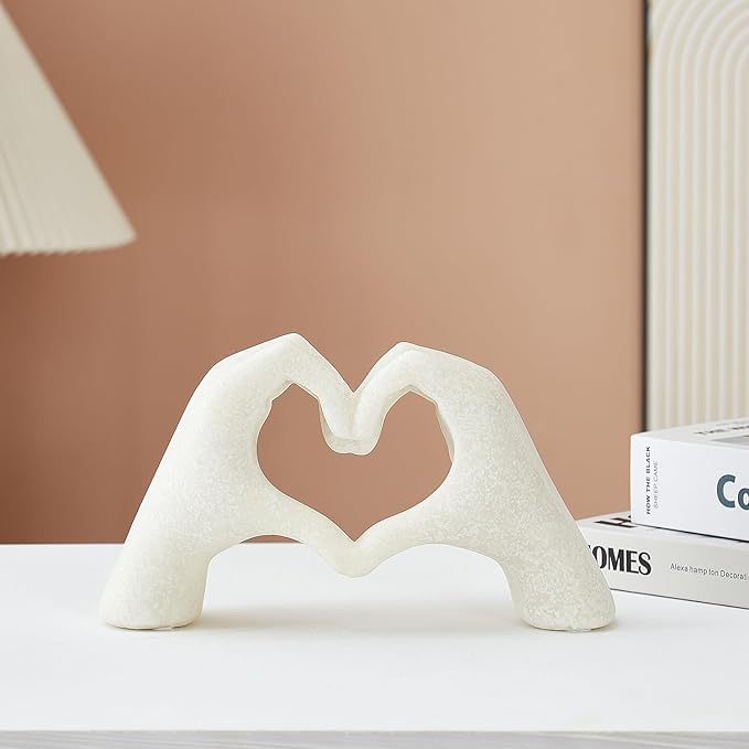 Marble Gesture Heart Decoration, Modern Love Statue Finger, Abstract Heart Hands Sculpture Home Wedding Decoration,Shelf Decor
