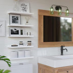 RICHER HOUSE 5 Set White Floating Shelves, Wall Mounted Shelves for Wall Decor, Modern Picture Ledge Shelf with Lip for Storage Nursery, Bedroom, Living Room, Bathroom - White