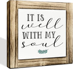 Positive Decor Sign, Farmhouse Desk Signs, Home Decor for Living Room, Bedroom Decoration for Shelf Counter, Calm Down Corner Decors, Spiritual Gift, It Is Well With my Soul Sign, 5.9×5.9 inches