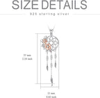 Dream Catcher Pendant Necklace 925 Sterling Silver Synthetic Moonstone Crystal Sunflower Rose Flower Evil Eye Dreamcatcher Cremation Jewelry Gifts for Women Wife Mom