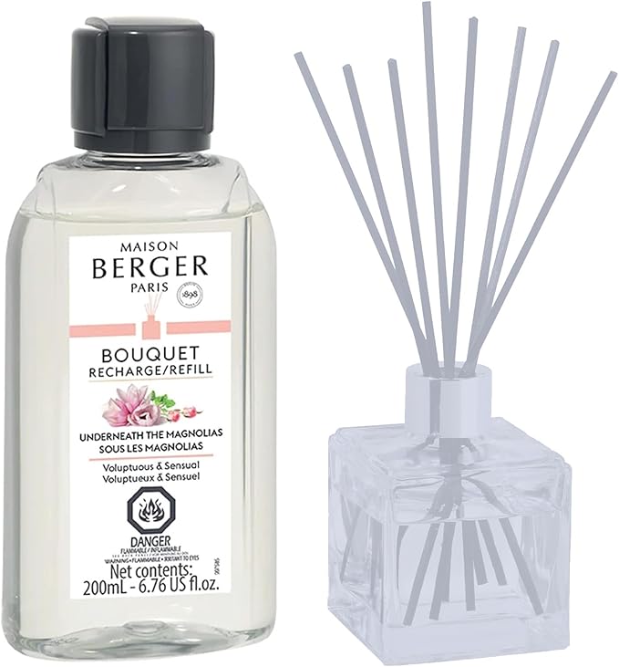 Maison Berger - Underneath The Magnolias - Air Freshener - Fragrance Refill for Reed Sticks and Ceramic Diffuser - 6.76 Fluid Ounces - 200 Milliliters