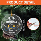 BSQUIELE Personalized Best Electrician Ever Glass Ornament 2025 - Funny Retirement Gift Custom Name and Date Keepsake - Xmas Tree Hanging Decoration for Electrician Men