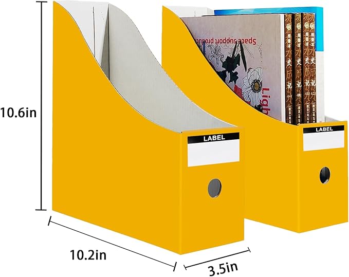 Limitliho Cardboard Magazine Holder (24 Pack), Sturdy Book Bins for Classroom, Vertical File Folder Organizer, 10.6'' 10.2'' 3.5'' Inch Magazine Rack (Multi-Color, 24 Pack)
