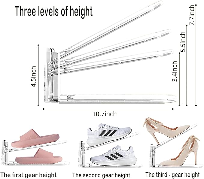 Shoe Slots Organizer for Closet 8PACK Shoe Stacker Adjustable Shoe Slots Organizer Shoe Space Savers Double Layer Stack Shoe Racks for Closet Organization Organizador de Zapatos (Transparent)