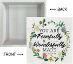 Christian Wood Signs, Bible Verse Psalm 139:14 - You are Fearfully & Wonderfully Made, Box Sign Decor Tabletop, Inspirational Wood Plaque, Wood Table Signs, Country Style Home Decor, Christian Gift