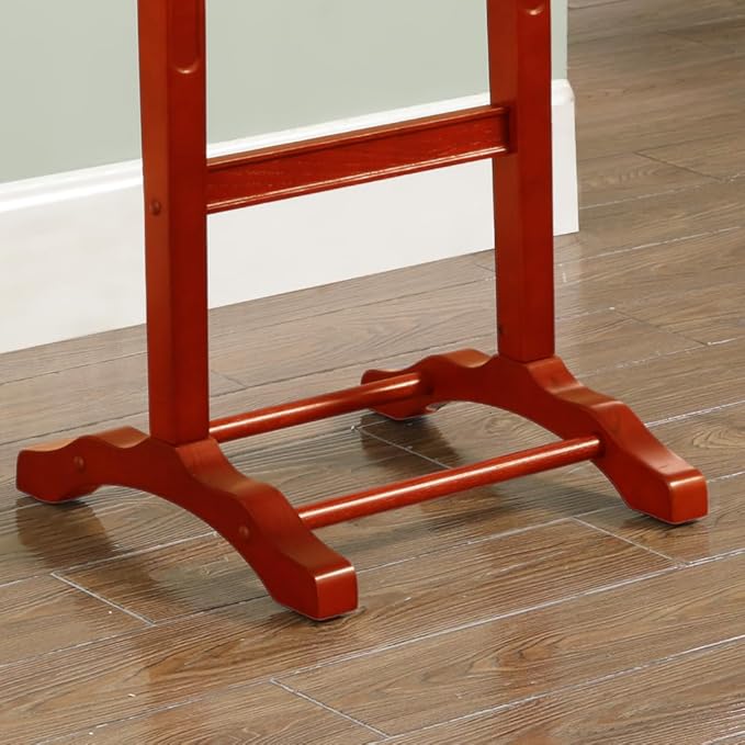 Proman Products Bombay Suit Valet Stand VL26700 with Drawer, Top Tray, Contour Hanger, Trouser Bar, and Shoe Rack, 18" W x 16" D x 48" H, Cherry