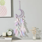 Purple Moon Dream Cather Handmade Dreamcatcher for Girls Wall Hanging Decor for Bedroom Wall Decor Birthday Gifts