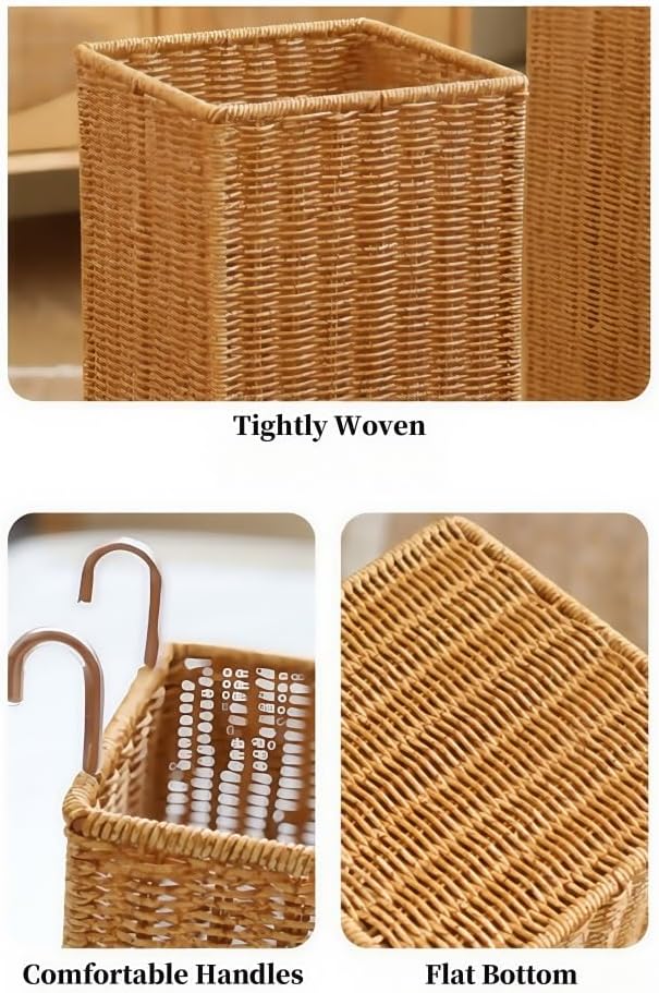 Woven Umbrella Stand with Removable Storage Basket, Umbrella Storage Rack with Water Tray, Entryway Umbrella Basket(Small)