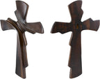 DAICAT - Hand-Carved Wooden Cross 9.8” – Christian Wall Decor for Easter, Baptism Gift, Unique Religious Gift for Mom, Sister, Teen Boy (No 1)