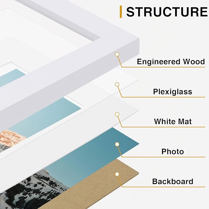Vittanly 14 Pack Picture Frames Collage Wall Decor, Gallery Wall Frame Set with 2Pcs 11x14, 6Pcs 8x10 and 6Pcs 5x7 Photo Frames, Picture Frame Set for Wall Collage or Tabletop Display, White