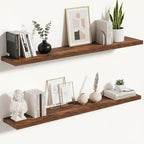 Vivelove 10 Inch Deep Floating Shelves 48 inch Long, 47.2 x 10 Wide Wall Shelves with Invisible Brackets, for Bedroom Bathroom Living Room Kitchen Office, Farmhouse Home Decor, Set of 2, Rustic Brown