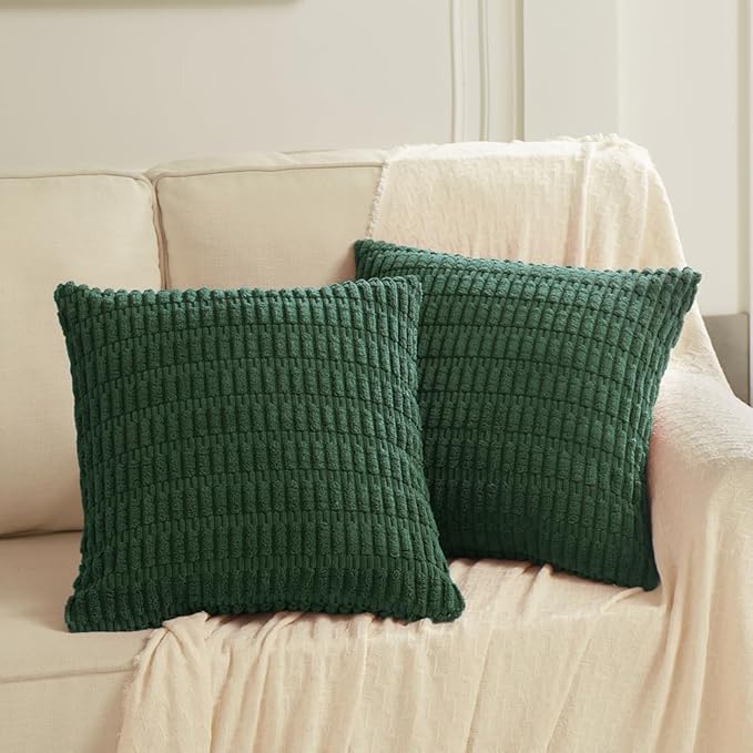 Fancy Homi 4 Packs Decorative Throw Pillow Covers for Living Room Couch Bed, Modern Farmhouse Boho Home Décor Accent Cushion Case, 26" x 26", Dark Green