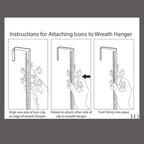Haute Decor Adapt Adjustable Length Wreath Hanger with Interchangeable Icons (Oil Rubbed Bronze-Flag/Reindeer/Pumpkin/Fleur de lis) - 4 Wreath Hangers in 1 - Door Wreath Hanger for Every Season