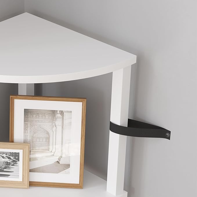 VIMBER Corner Shelf, 5-Tier Corner Bookshelf, Industrial Corner Ladder Shelf, Modern Display Shelf for Living Room, Bedroom, Kitchen, Home Office, White UJSJ001W