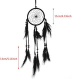 1pc Wood Beads Handmade Large Dream Catcher Dreamcatcher Craft Hanging Pendant Craft Gift Living Room Home Decoration(Black)