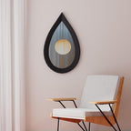 34" x 20" Irregular Wall Mirror, Black Wooden Framed Mirror, Asymmetrical Wall Mirror for Living Room Bedroom Bathroom Entryway, Small Modern Decorative Hanging Hook Style Mirror