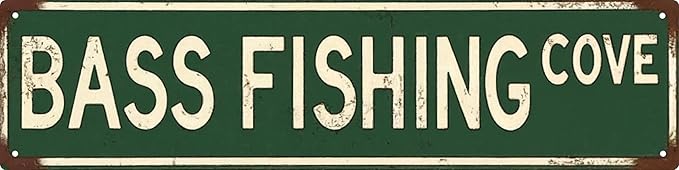 Bass Fishing Metal Sign 4x16 Inch Wall Decor for Home Bar for Man Cave & More Durable Metal Art for Sports Enthusiasts