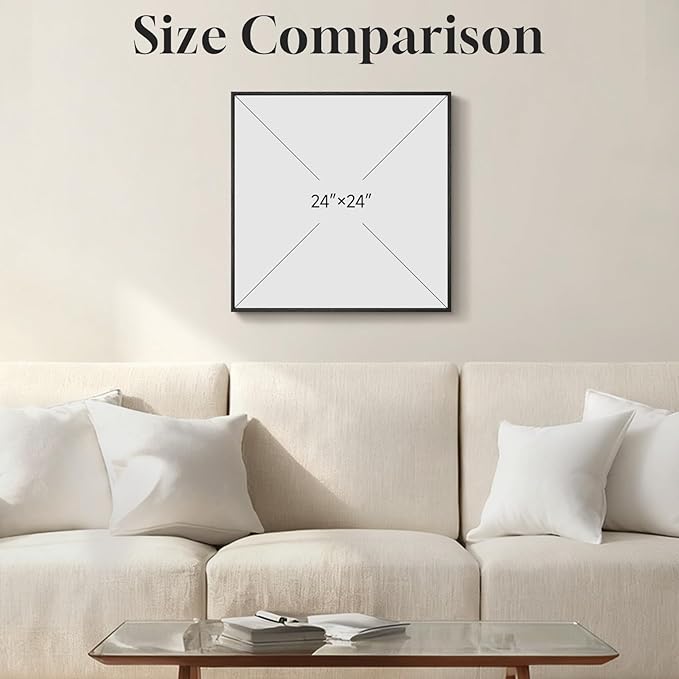 Framed Square Neutral Abstract Room Decor Wall Art, Minimalist Beige Geometric Canvas Artwork for Walls, Mid Century Modern Arch Painting Print for Living Room Bedroom Hallway Wall Decor, 24x24 Inch