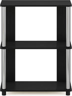 Furinno Jaya Simple Design 3-Tier Bookcase/Bookshelf/Display Rack with Stainless Steel Tubes, Americano