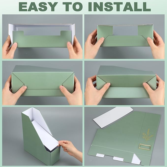 AmazingSpark 5 Pack Magazine File Holder Office Desk Storage Holder Set Vertical Desk Cardboard Organizer for Office Home Classroom Organize Your File Magazines Paperwork Books or Binders(Sage Green)