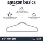 Amazon Basics Slim Velvet Non-Slip Space Saving Suit Clothes Hangers, Closet Organizer, Gray/Silver, 50-Pack