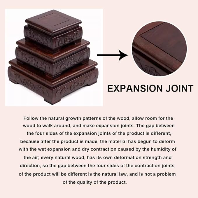 GOLDY&WENDY Oriental Decorative Stand Indoor Wooden Square Vase Plant Ginger Jar Pedestal Display Risers Home Decor Base