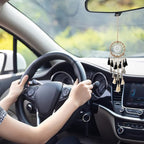 Artilady Small Dream Catcher for Cars - Bohemian Mini Dream Catchers for Cars Rear View Mirror Hanging Decoration (Black Grey White)