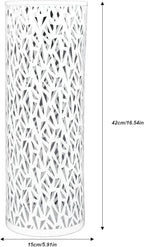 BEIJIALY Metal Umbrella Holder, Umbrella Stand Rack for Entryway, Metal Hollowed Freestanding Round Umbrella Holder Organizer Bin for Home Hotel Office Decor(White Large)