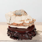 GOLDY&WENDY 5.5'' Rosewood Solid Wood Carved Teapot Vase Bonsai Fishbowl Stone Buddha Ornament Display Stand Pedestal