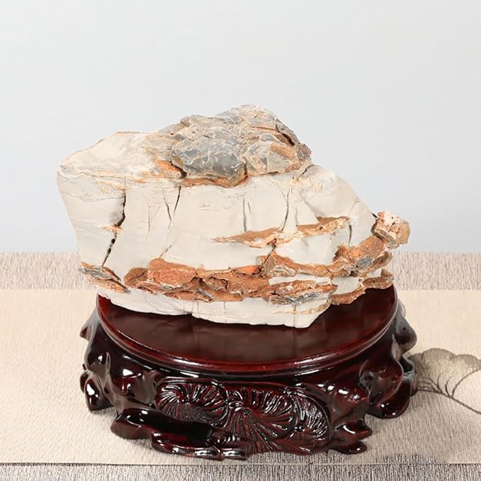 GOLDY&WENDY 5.5'' Rosewood Solid Wood Carved Teapot Vase Bonsai Fishbowl Stone Buddha Ornament Display Stand Pedestal