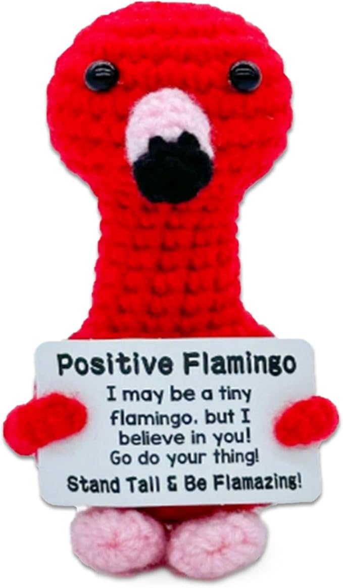 Valentines Day Decor, Positive Flamingo Gifts Love Support, Flamingo Desk Decorations Accessories for Women Men on Valentines Day